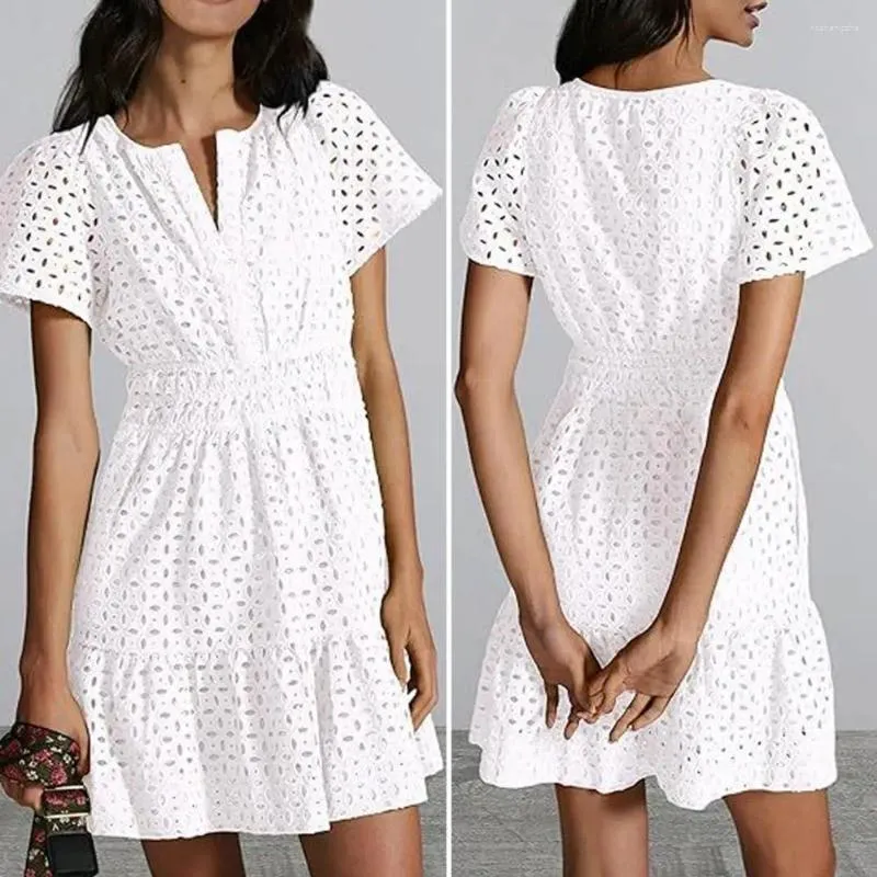 Women's Summer Dress - Short Sleeve, Sunflower Print, Mini Sundress For Beach Or Casual Wear