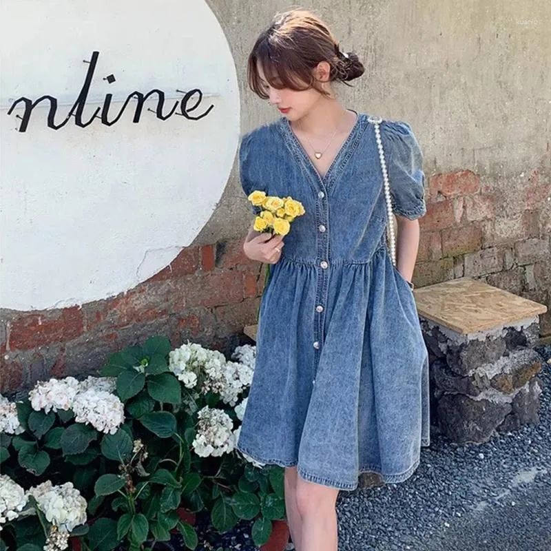 Casual Women Denim Dress Knee-Length Short Sleeve Loose Fit A-Line Single  Breasted from Dhgate Basic & Casual Dresses - price 42.02