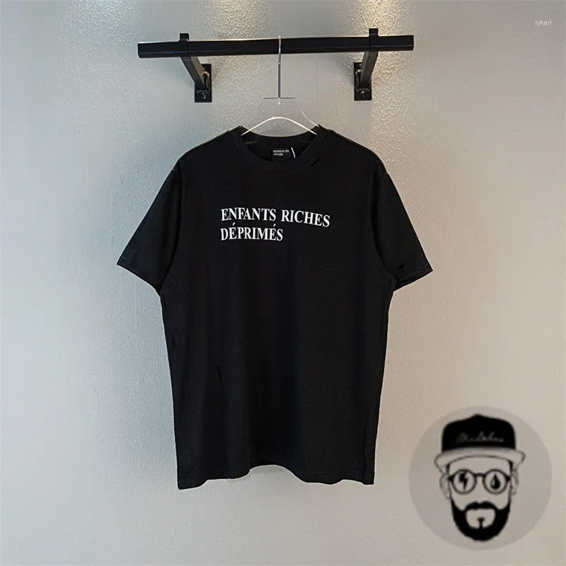 Enfants Riches Deprimes Mens T-Shirts, Black Damaged Round