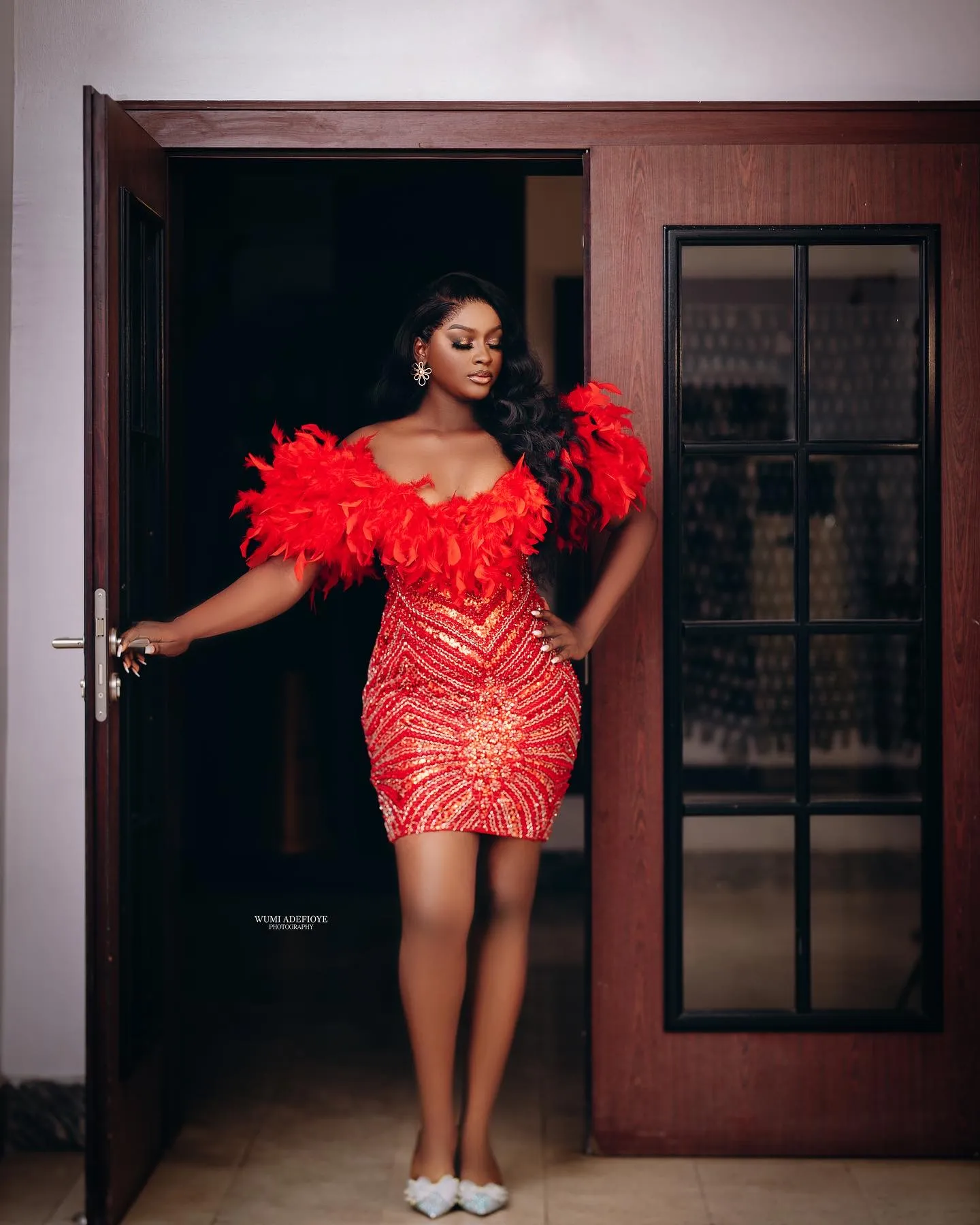 red tulle prom dress A-Line Off-the-Shoulder Court Train Dark Red Tulle Prom Dress PG508 US12 / Custom Color