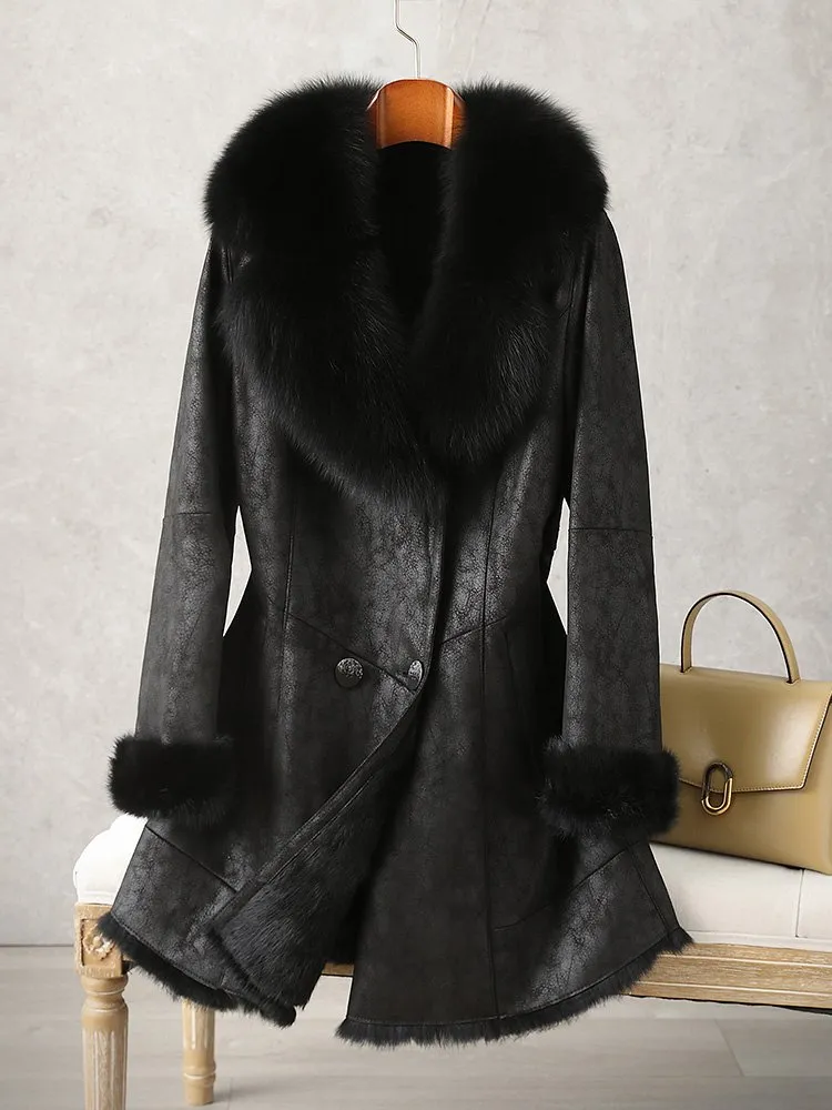 エピヌfeminine fur collar long coat（black） Amazon.com: tuduoms Women's Fur Collar Trench Coat Double