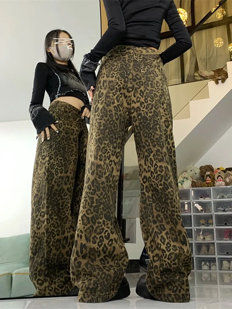 Y2K Hotkiss Vintage Velvet Mid Rise Pants / 90s Leopard