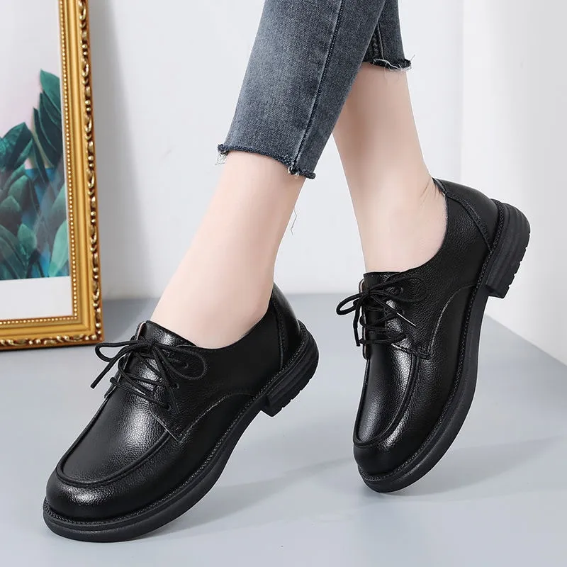 Leather Lace Women Lace Up Loafers Women's Lace-Up Loafers