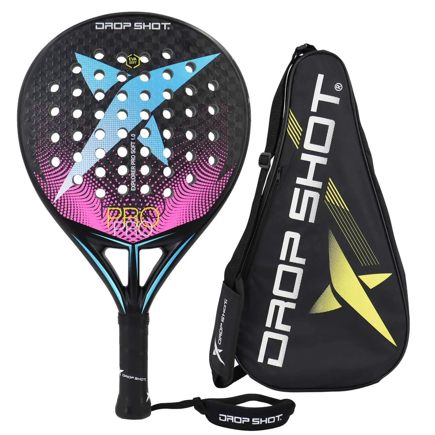 Soft Padel Racket Tennis Rackets Padel Racket 38mm EVA Soft 3D Face Carbon Fiber Grip 4 1 ...
