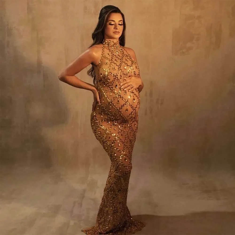 gold maxi maternity dress Angel Maternity Chelsea Maternity Ruffled Maxi Dress in Yellow Animal Print main image 0