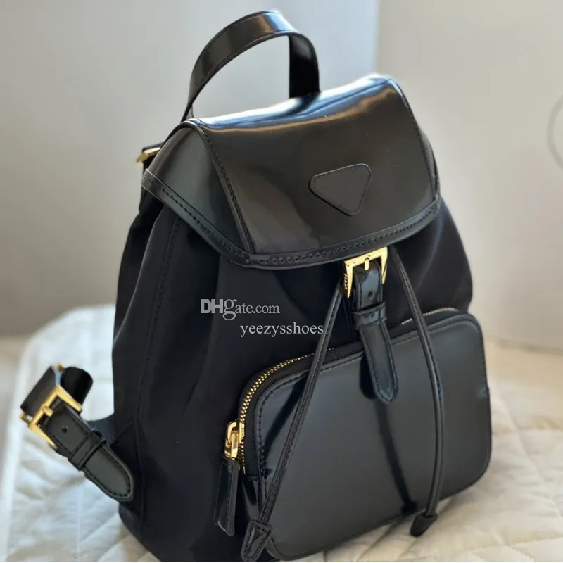 Black Leather Mini Designer Backpack for Women