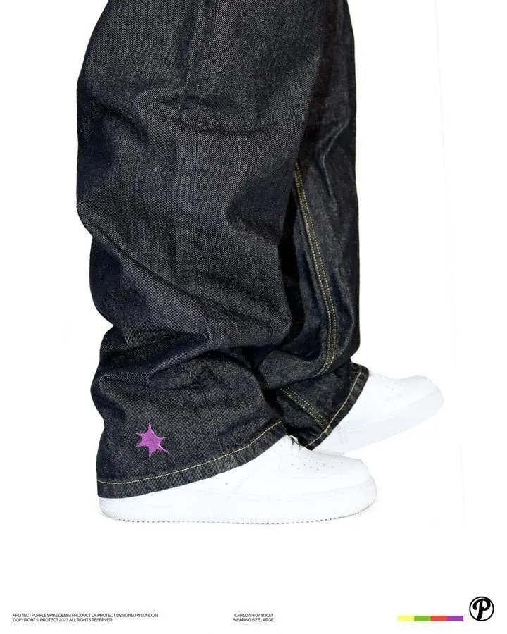 Protect spike Denim black/white｜パンツ