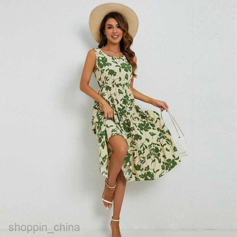 Basic Casual Women Dresses Summer floral print temperament casual  sleeveless long dress for women JR2514