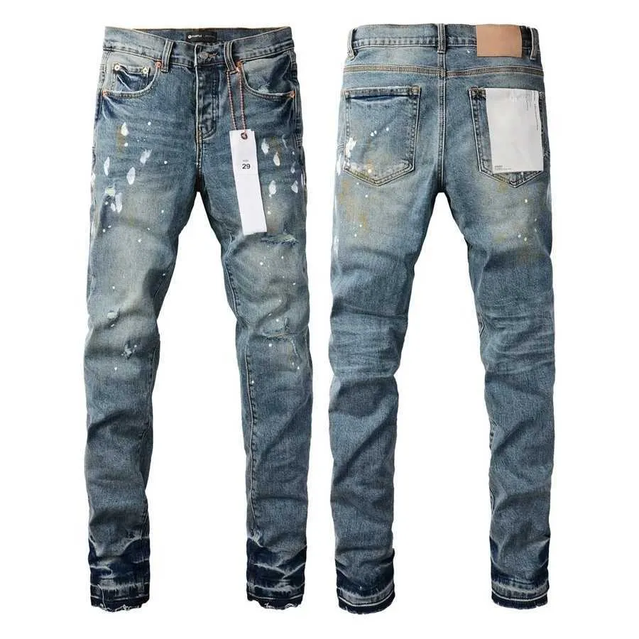 Jeans viola da strada alta Uomo blu vintage di alta qualità, pantaloni in denim aderenti a bassa altezza, pantaloni da riparazione_voghion.com