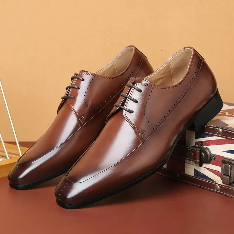 Italian Leather Formal Dress Shoes for Men Premium Solid Lace-Up Wedding  Office Footwear