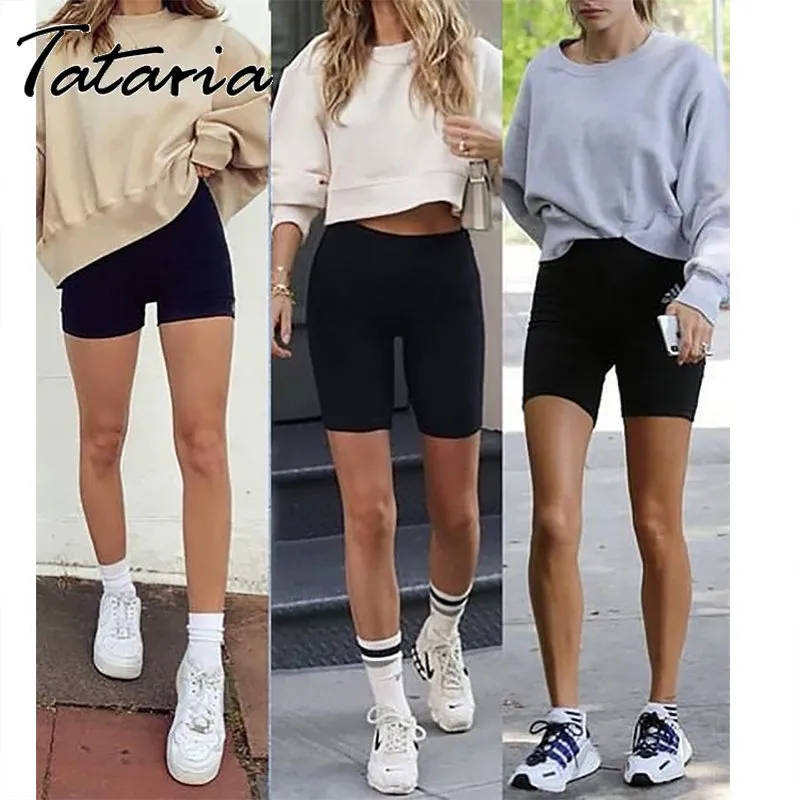 DHgate Womens High Waisted Slimming Summer Biker Shorts White Cotton Apparel