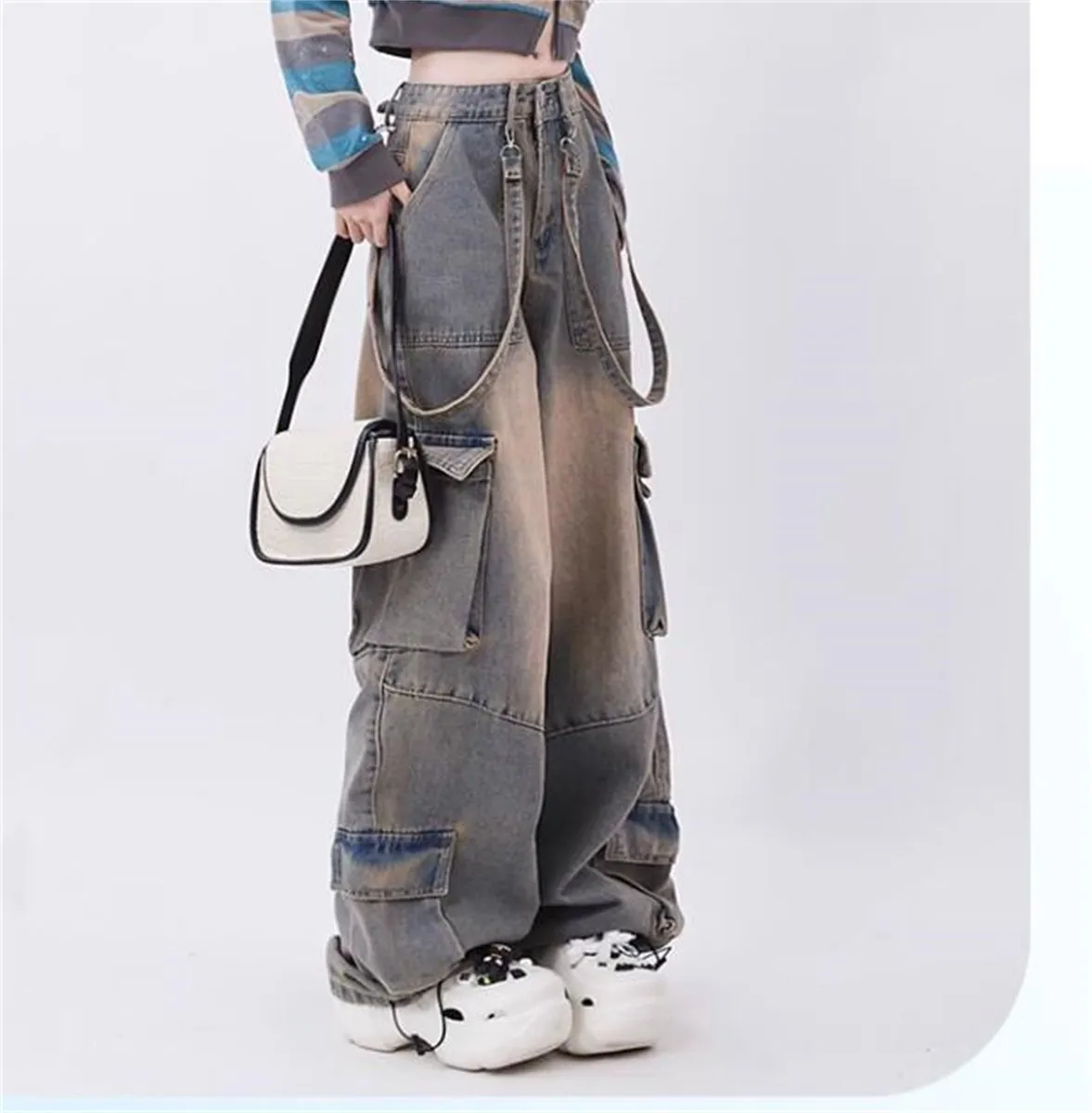 DHgate.com:2024 Y2K Cargo Jeans: Oversized Wide-Leg Loose