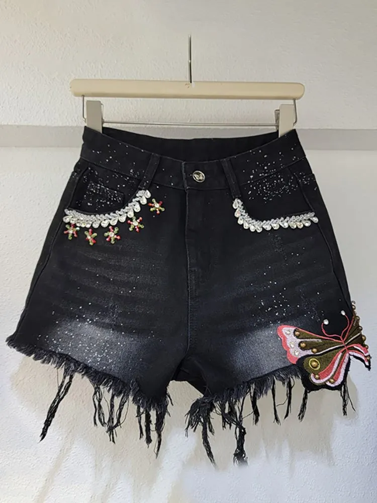 DHgate.com:High-Waisted Tassel Denim Shorts: Summers Must