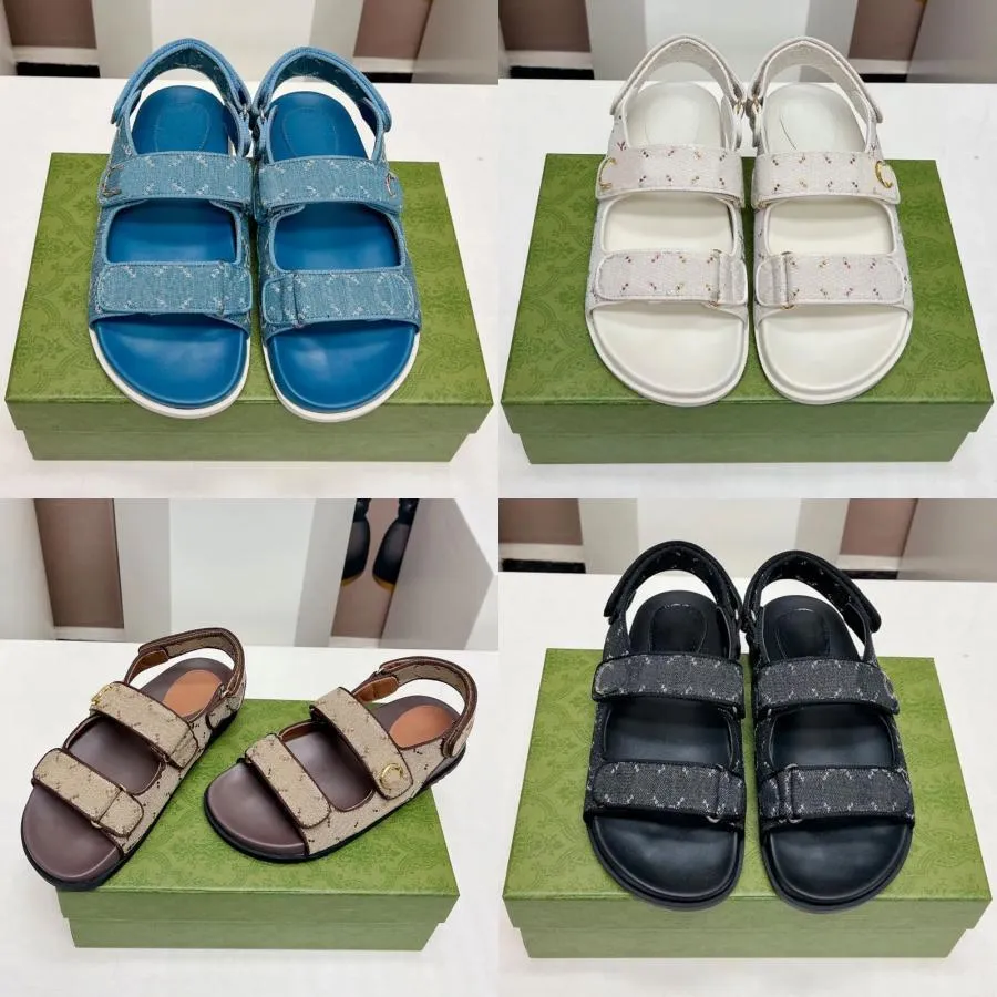 ○ DHgate Sandalias De Diseñador Blue Denim Mujeres Deslizadores Slipper  Sandal Sandalia Blaya Estampado De Lona Azul Sandalia Plana Top Top Con  Zapatilla De Verano De Moda Ajustada | Comodidad Flexible, image size:900x900