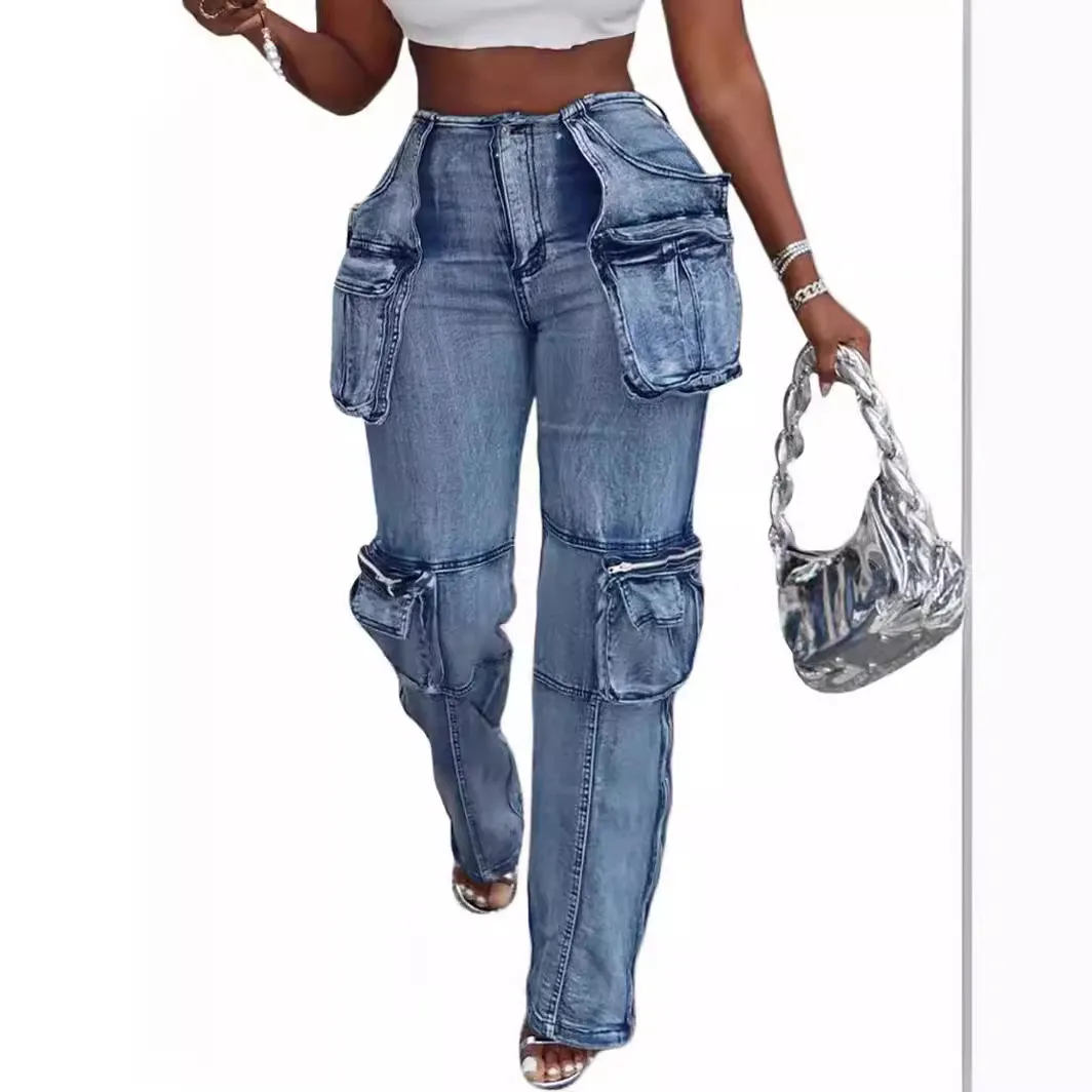 Jeans Femme Coupe Droite élastique - Grande Taille, Confortable Et Respirant - Denim Stretch Vintage