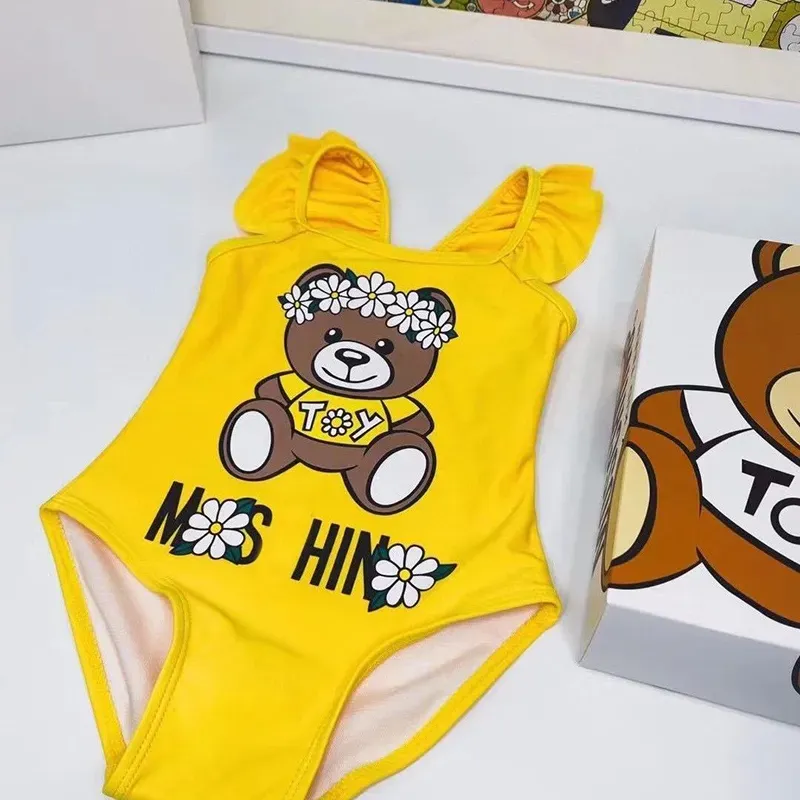 Designer Childrens Printed Bear Swimsuit For Girl Summer Girls Swimwear Set Fashion 100 Cotton Clothes New Kids Swimsuits AYG246152F