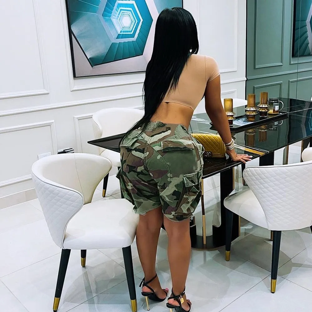 DHgate Summer Camouflage Casual Cargo Shorts for Women Half Pant with Multiple Pockets Apparel