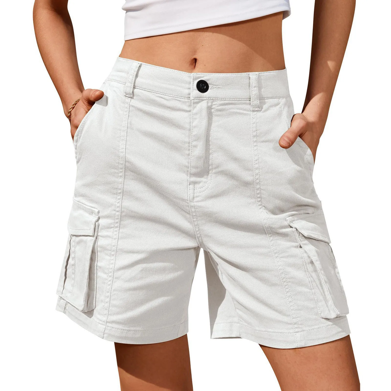 DHgate.com:Summer Cargo Shorts for Women: Elastic Waist