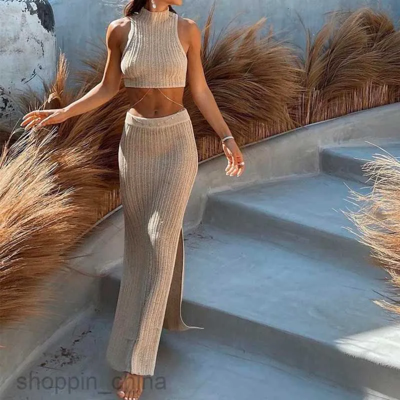 Camel Knit Two-Piece Dress Set with Stand Collar & Tassel Detail Form-Fitting Spring Outfit for Vacation & Daily Wear Camel Knit Two-Piece Dress Set with Stand Collar & Tassel Detail Form-Fitting Spring Outfit for Vacation & Daily Wear