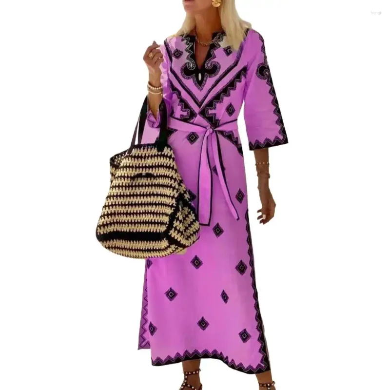 Casual Geometric Printing V Neck A Line Dresses Casual Geometric Printing V Neck A Line Dresses