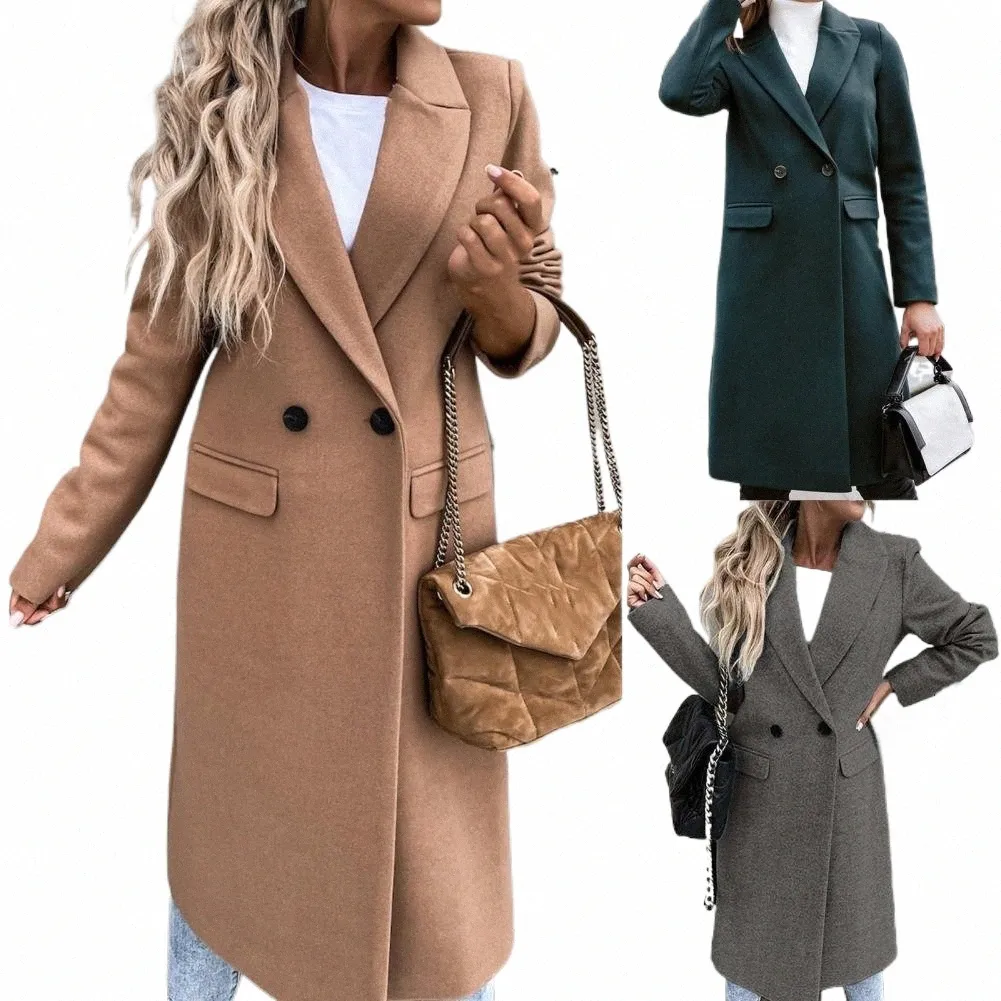 Womens Acrylic Wool Blend Double-Breasted Winter Hiking Jacket