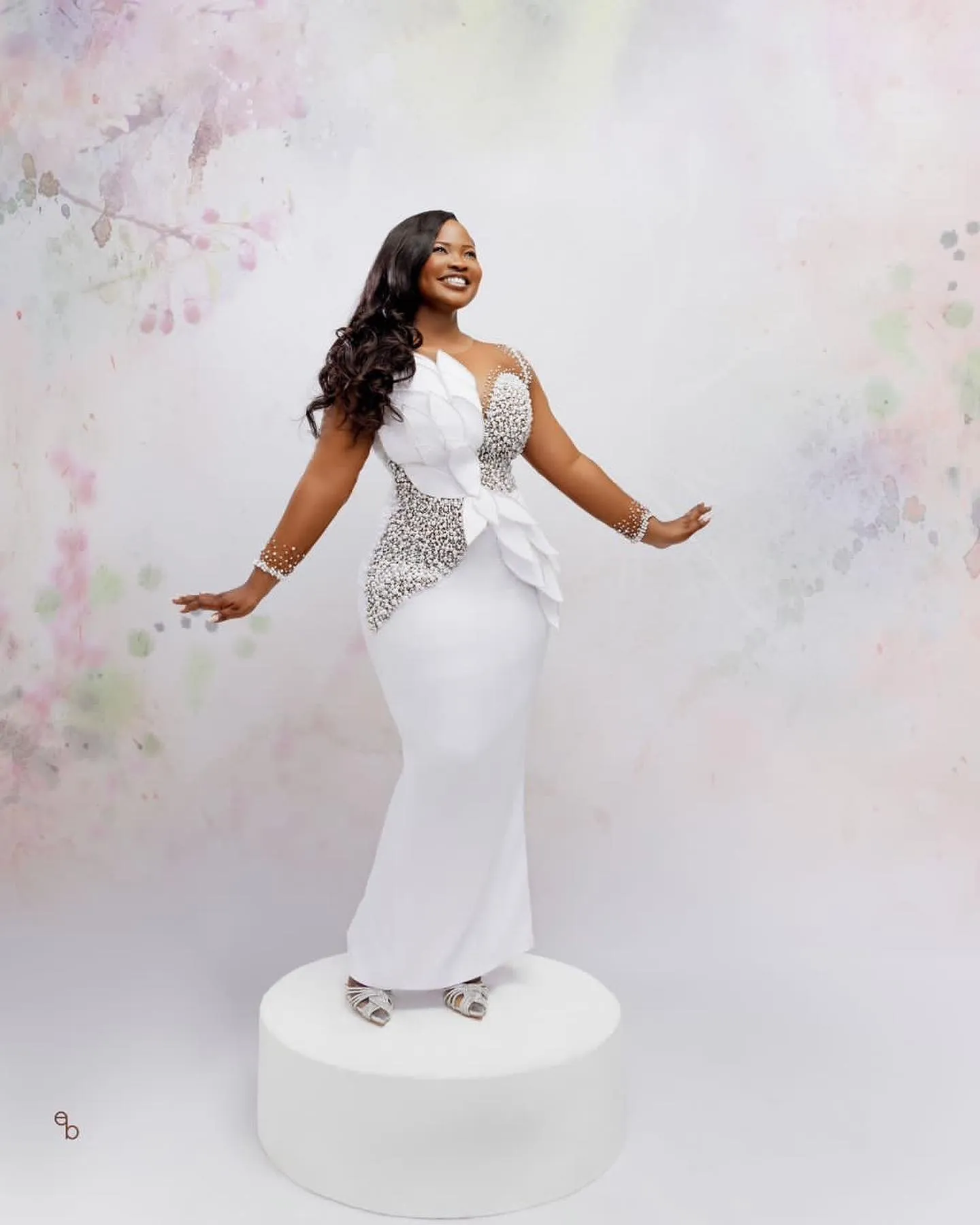 white pearl engagement dress Pearl straps dress main image 1