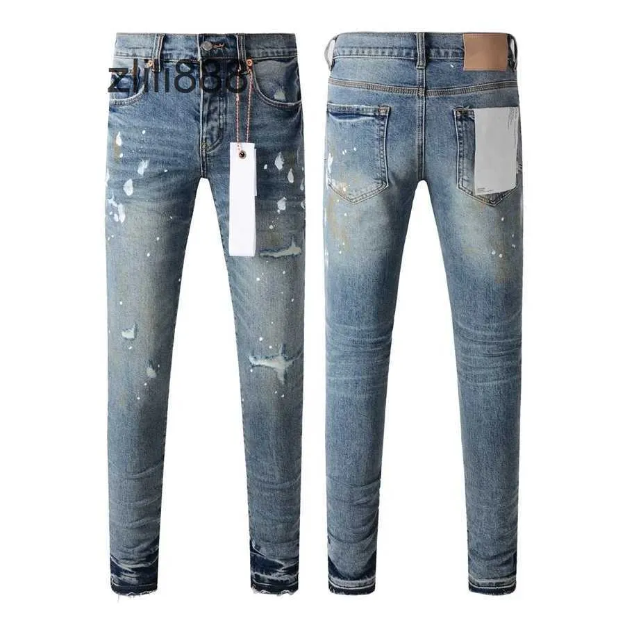 Jeans viola da strada alta Uomo blu vintage di alta qualità, pantaloni in denim aderenti a bassa altezza, pantaloni da riparazione_voghion.com