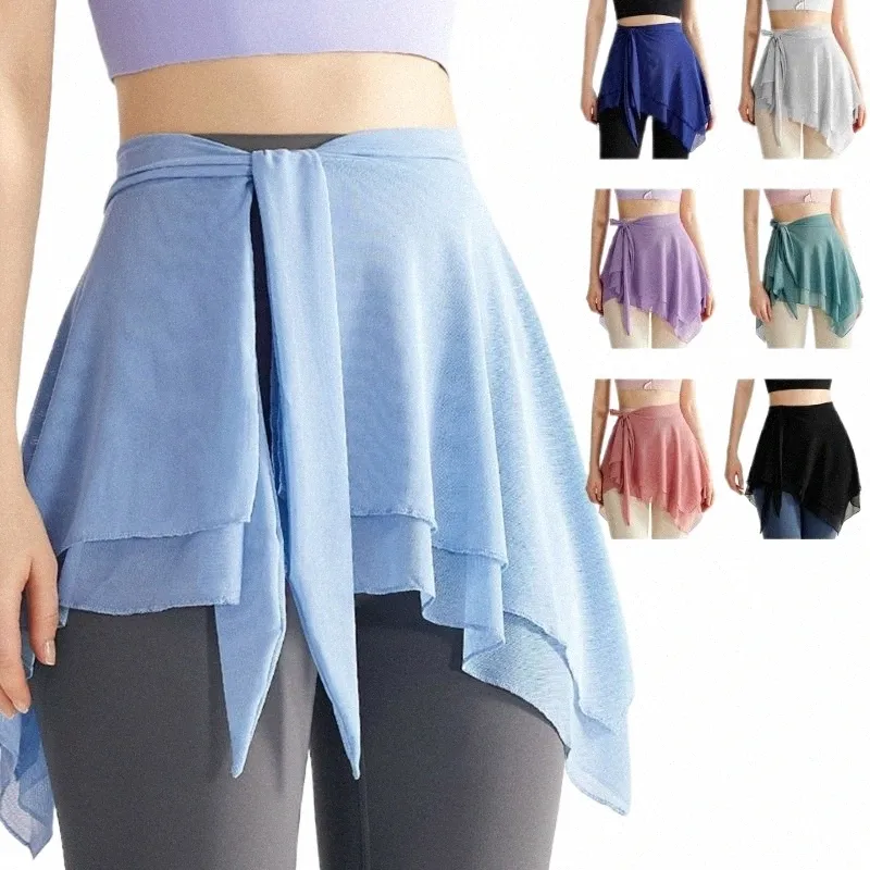 Asymmetrical Wrap Skirt Pattern Mesh Ballet Wrap Skirt: Asymmetric - Main Image