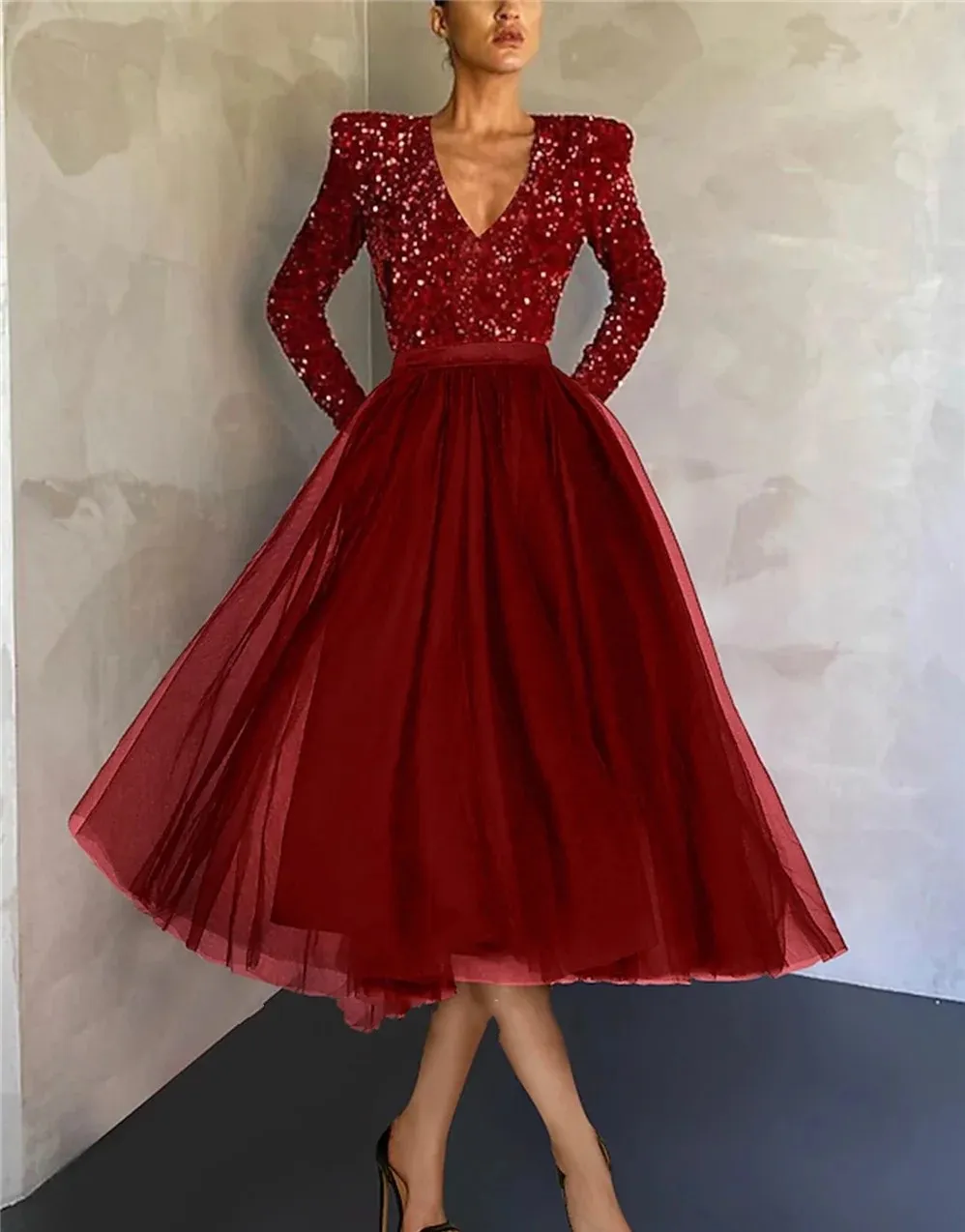 Dark red short prom dresses sale