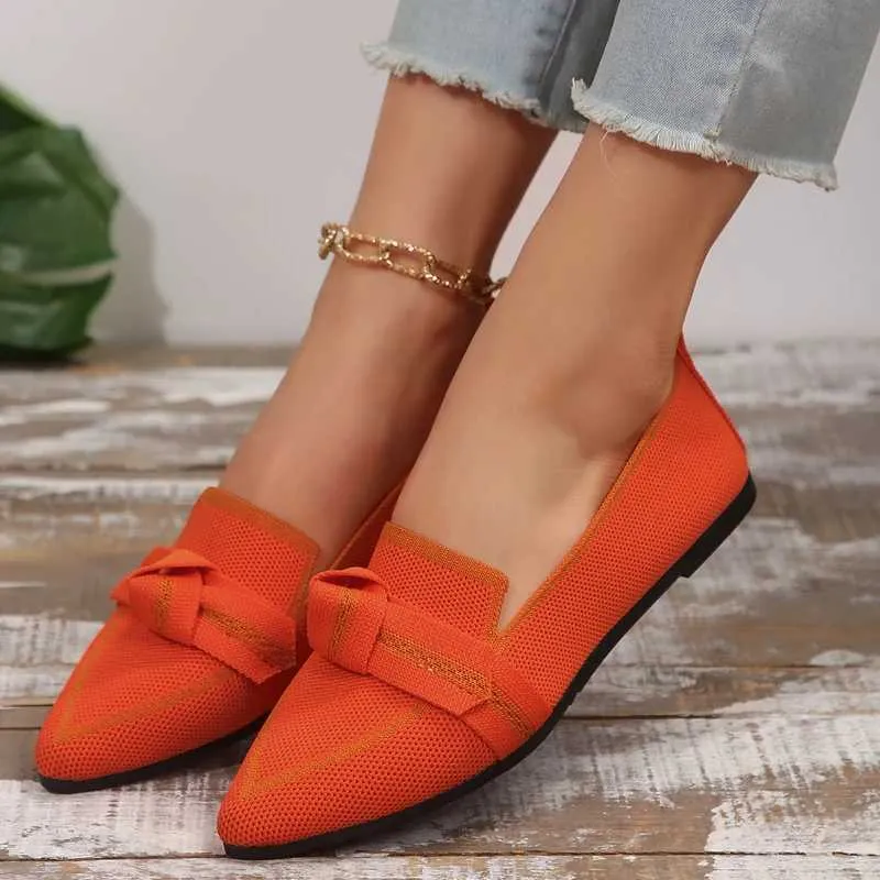 Ballet Flats Orange Pointy Shoes Shoes Flats Con Punta Elegant