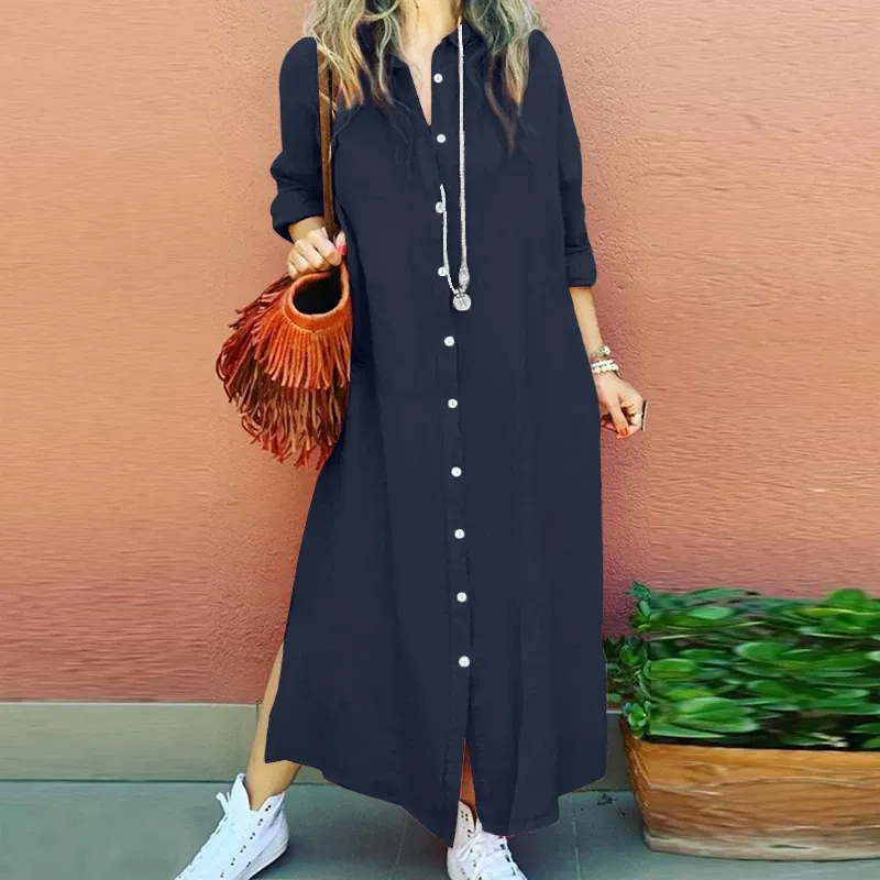 ZANZEA Women Hooded Collar Chiffon Maxi Dress Mid-Calf Length Casual Spring  from Dhgate Basic & Casual Dresses - price 45.94