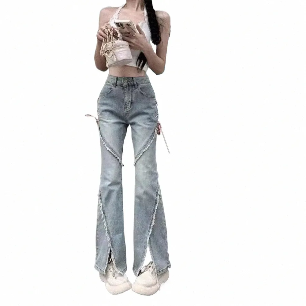 【HI FI FNK】(W) Slit Flare Denim W) Slit Flare Denim - HIFIFNK | 60% - Asian Fashion Online Store