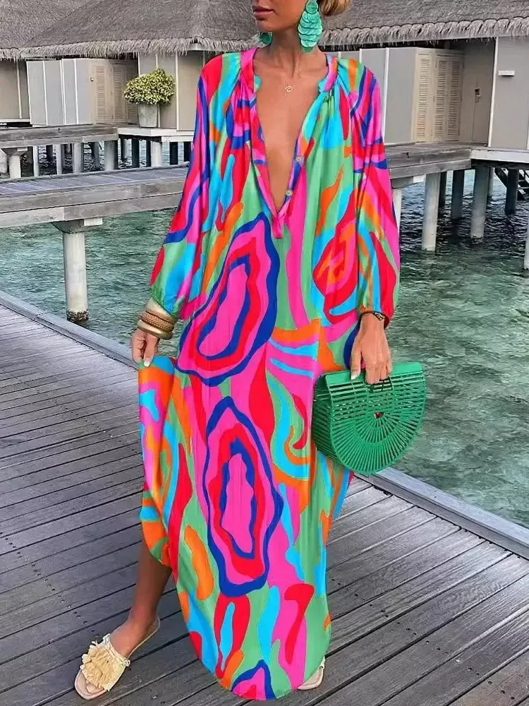 tie dye beach cover up dress SHU-SHI Women's Loose Beach Cover-Up Dress main image 0