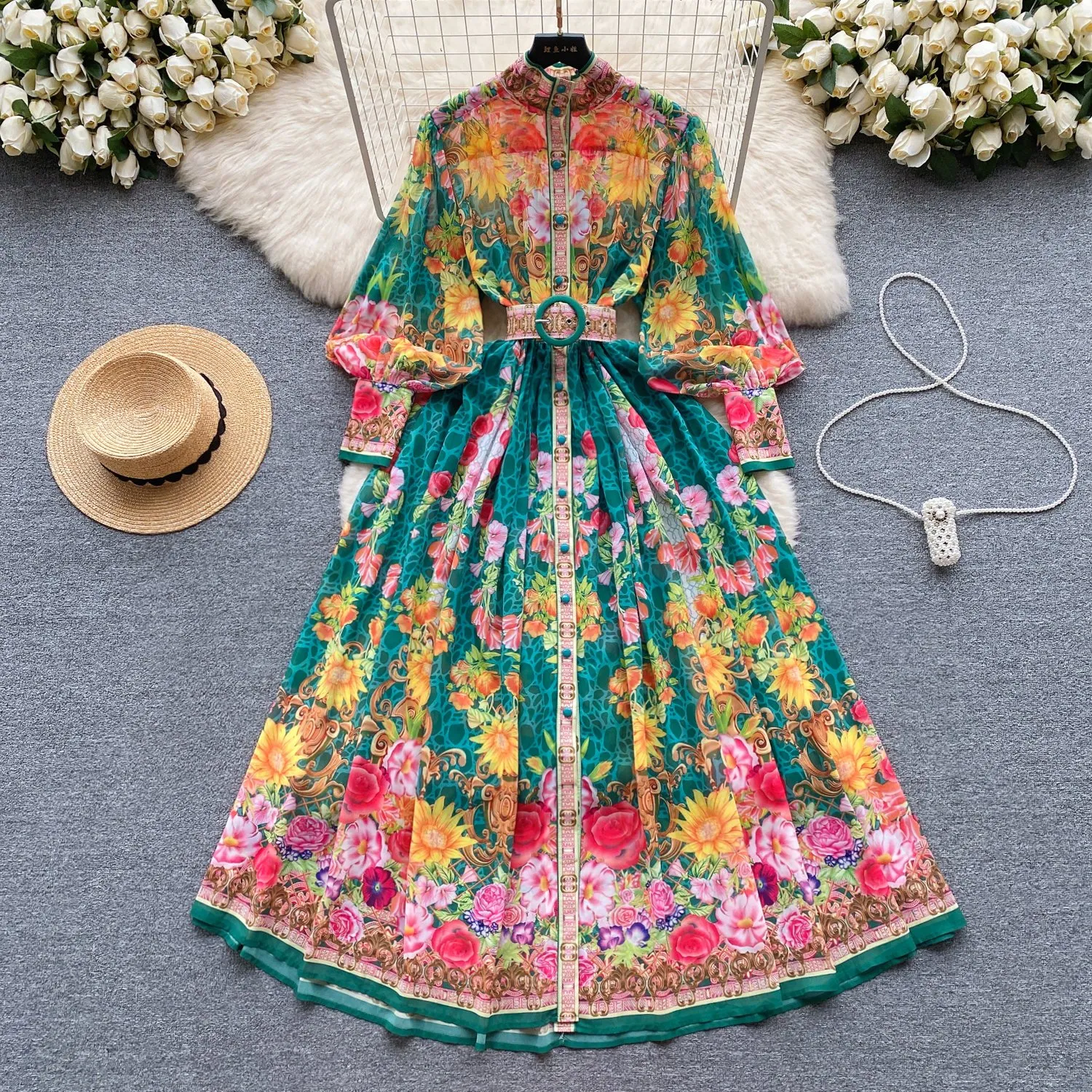 chinese dress ladies Womens A-line Paisley Patchwork Dress main image 1