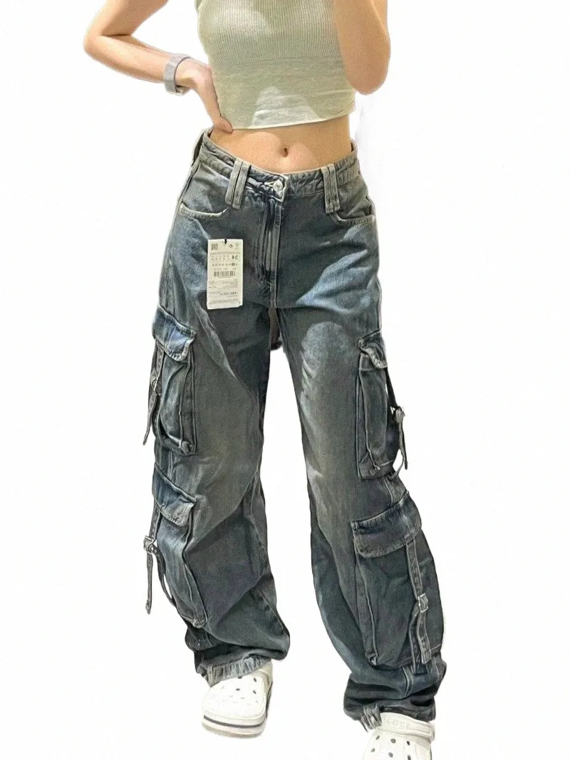 Y2K Women's Baggy Jeans: Multi-pocket Trendy Wide-leg Oversized Denim Cargo  Pants