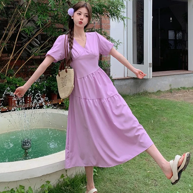 white christmas dresses Daria Draped Chiffon Maxi Dress / Light Lilac | Meshki main image 0