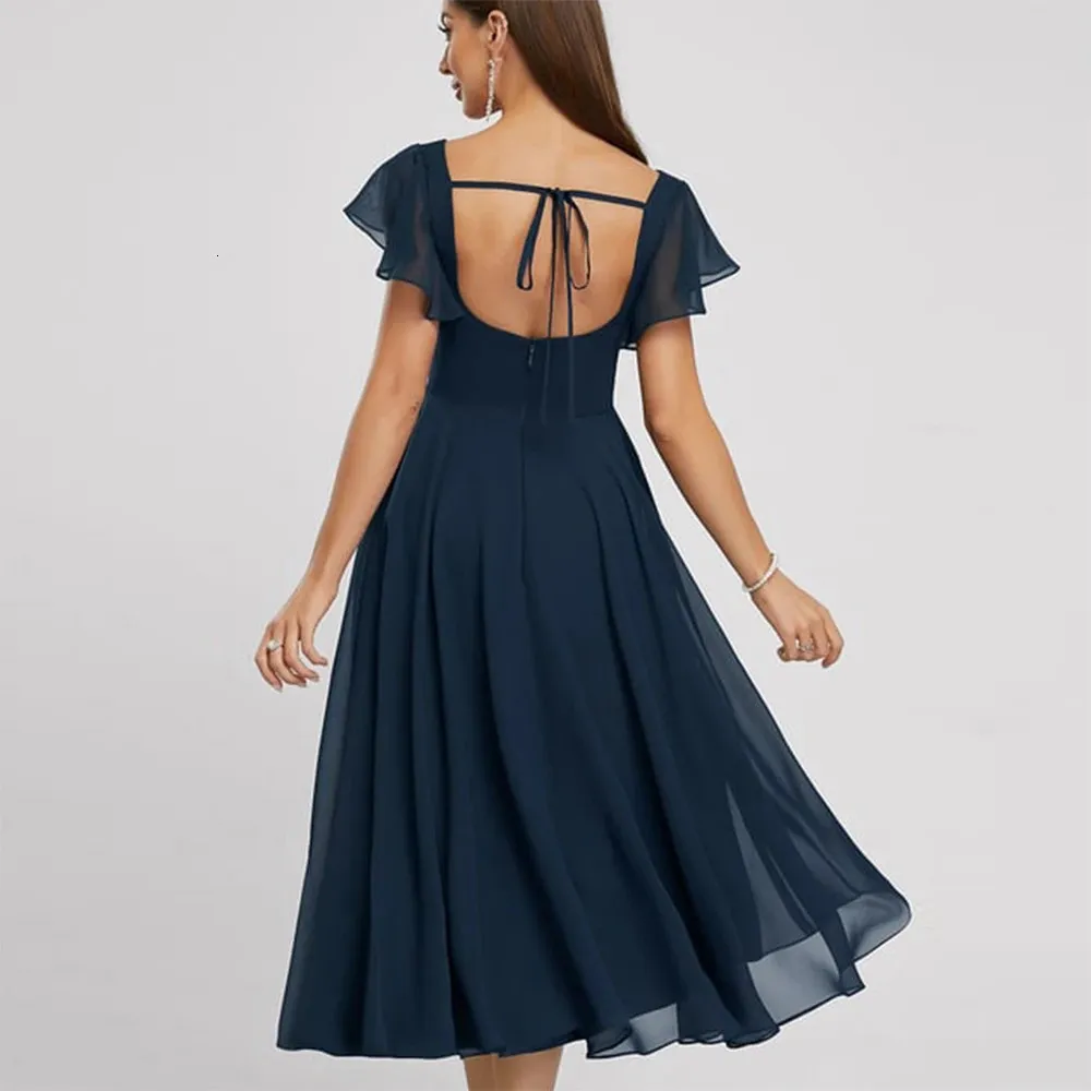 long light blue flowy dress Flowy Half Sleeves Floral Ruffle Tulle Layered Bridesmaid Dresses, Pink / M main image 1