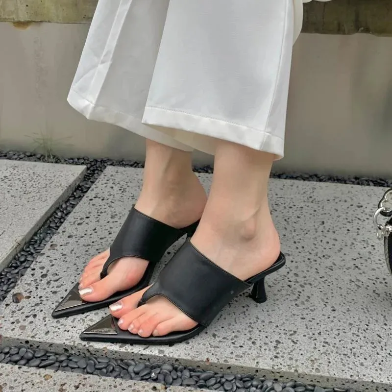 Snakeskin Stiletto Heel Slippers for Women Pointed Toe Slides