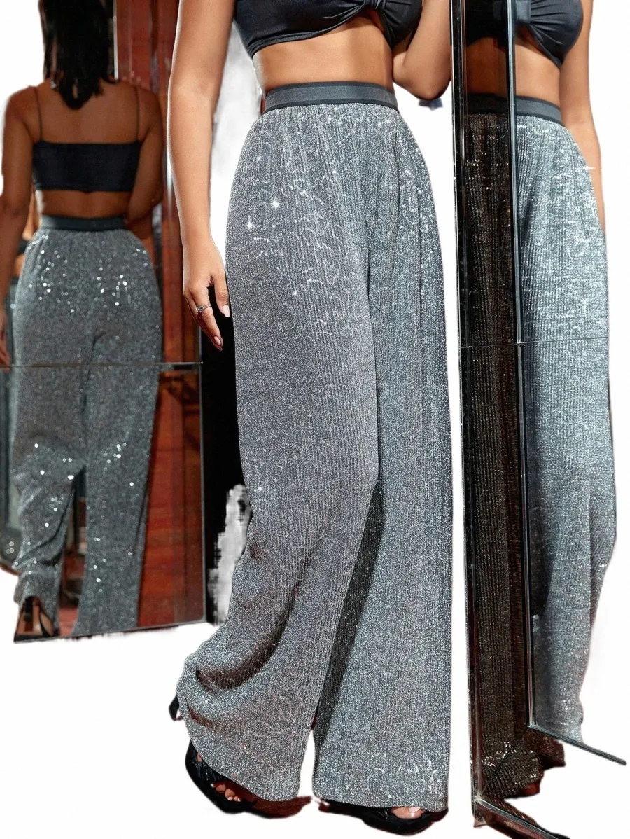 パンツ P.A.R.O.S.H. Wide-Leg Trousers With Shimmering Sequin DHgate.com:Shimmering Sequin Wide-Leg Trousers: Sparkly High