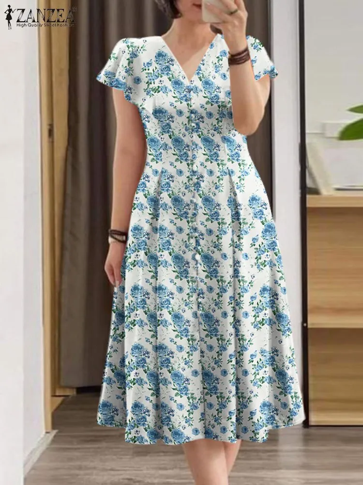 print dress floral elegant Andrea & Leo A1285 Floral Print Long Formal Prom Pleated Dress main image 1