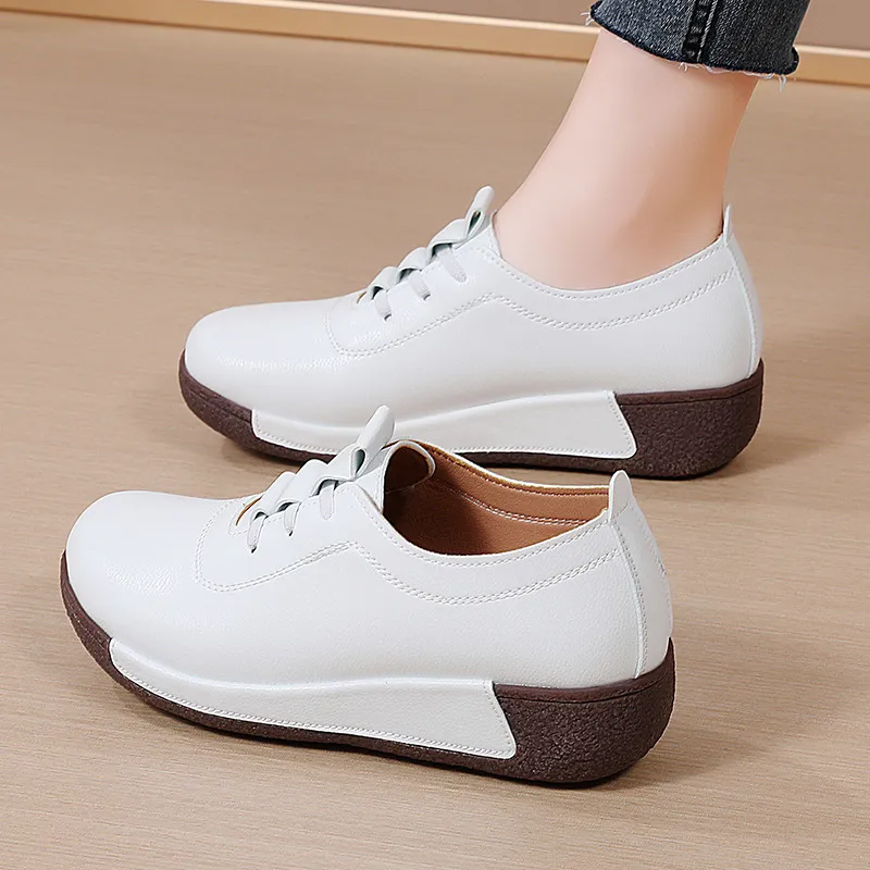 Women's Korean Style Comfort Slip-On Sneakers Thick Sole, Leather, Wedge  Heel, Plus Size Available, Stylish Walking Shoes Hot Sale!