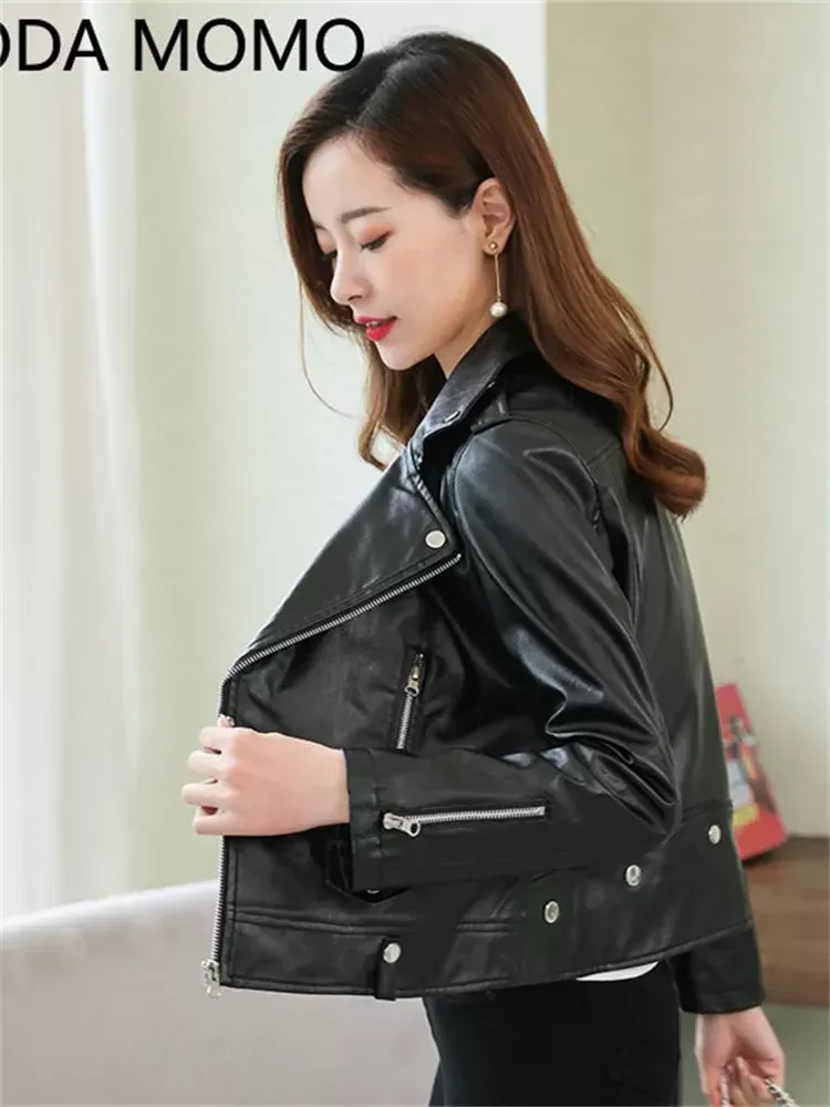 美品✨【ALUDE】short leather jacket DHgate.com:New Womens Short Leather Jacket - Trendy Autumn