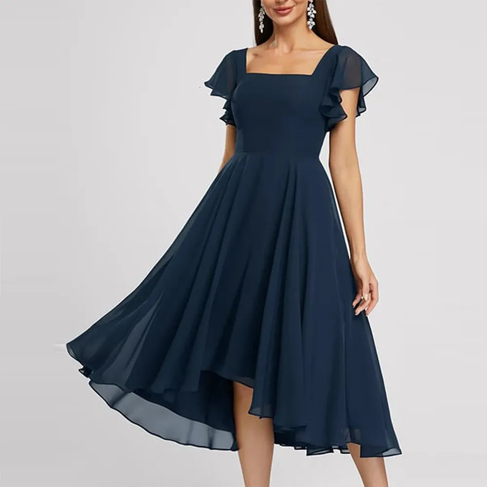 Cocktail Dress Midi Floor-Length Women Chiffon Square Neck Butterfly Sleeve  A-Line Evening Gown from Dhgate Urban Sexy Dresses - price 43.71
