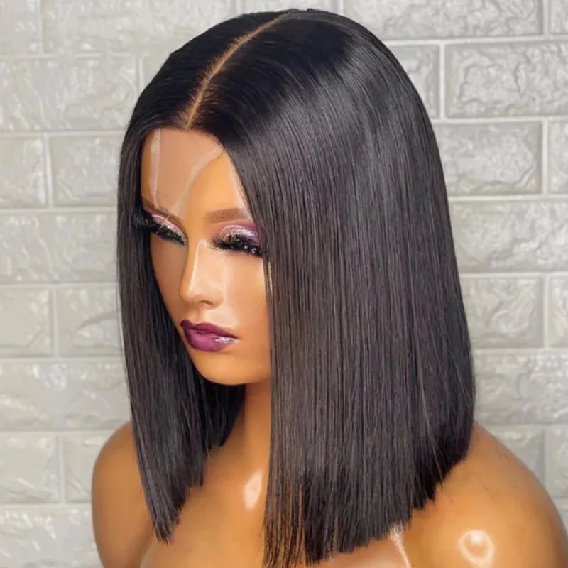 Premium Black 7x7 Lace Closure Wig 100 Human Hair 2 6 Karim K Bone Straight Short Double Drawn BOB Wholesale From Hairproducts03 56.76 DHgate.Com