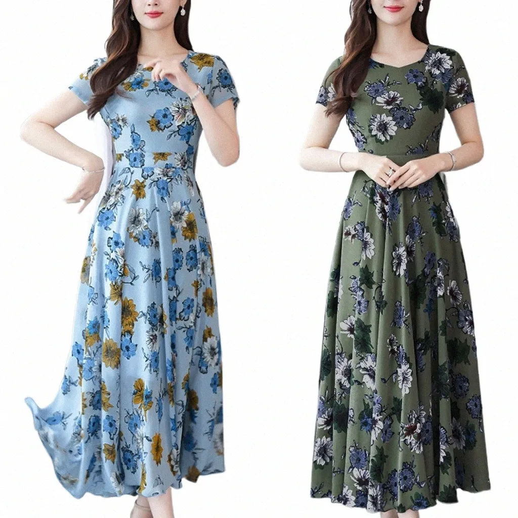 Retro Elegant Long Maxi Dress with O-Neck and Long Sleeves for - Main Image