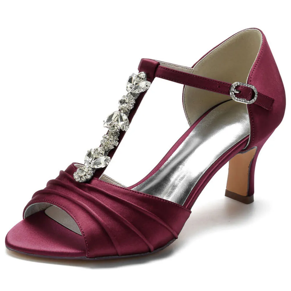 Mid Heels Wedding Sandal for Mother of Bride Open Toe T-Strap Rhinestones Prom  Evening Formal Dress Sandals Women from Dhgate Sandals - price 61.55