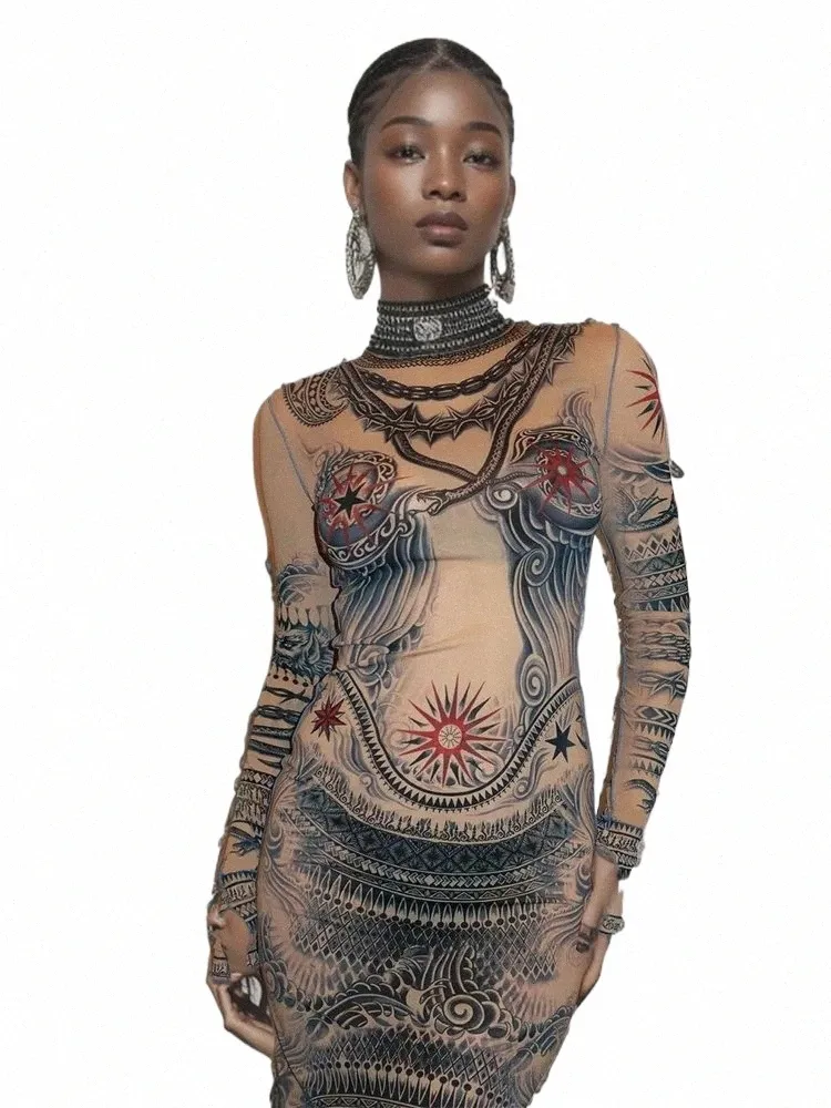 DHgate Sexy Sheer Mesh Long Sleeve Skinny Maxi Dress Fall Clubwear Apparel