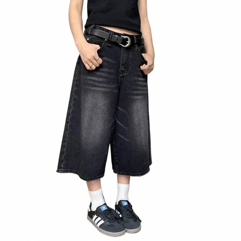 パンツ wide denim shorts M Vintage Denim Wide-Leg Shorts: Comfy High-Waisted Oversize