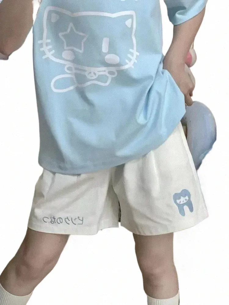 DHgate.com:Houzhou Womens Kawaii Beige Cotton Oversized Wide