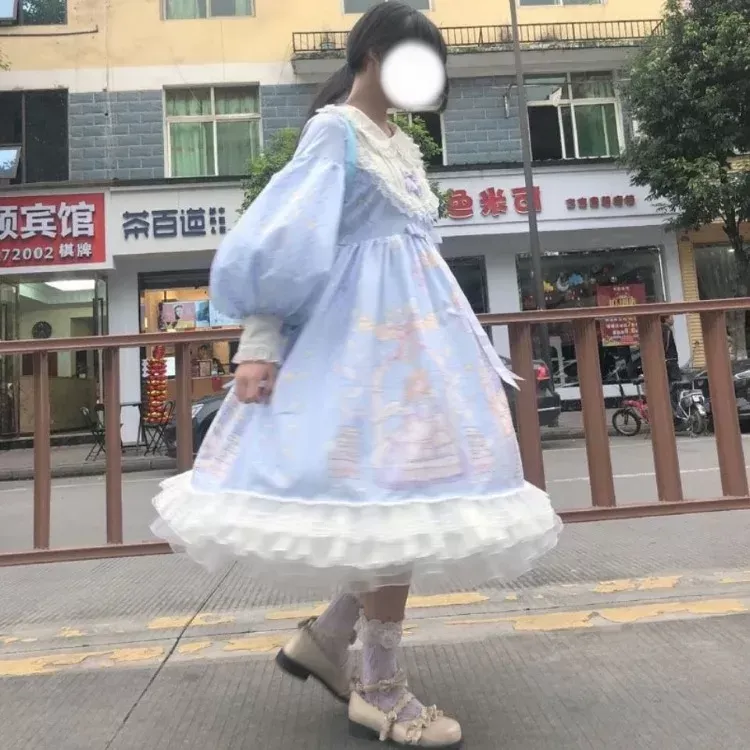 Japanese Blue Lolita A-Line Casual Dress with Hooded Collar and Short  Sleeves Mid-Calf Length from Dhgate Basic & Casual Dresses - price 39.16